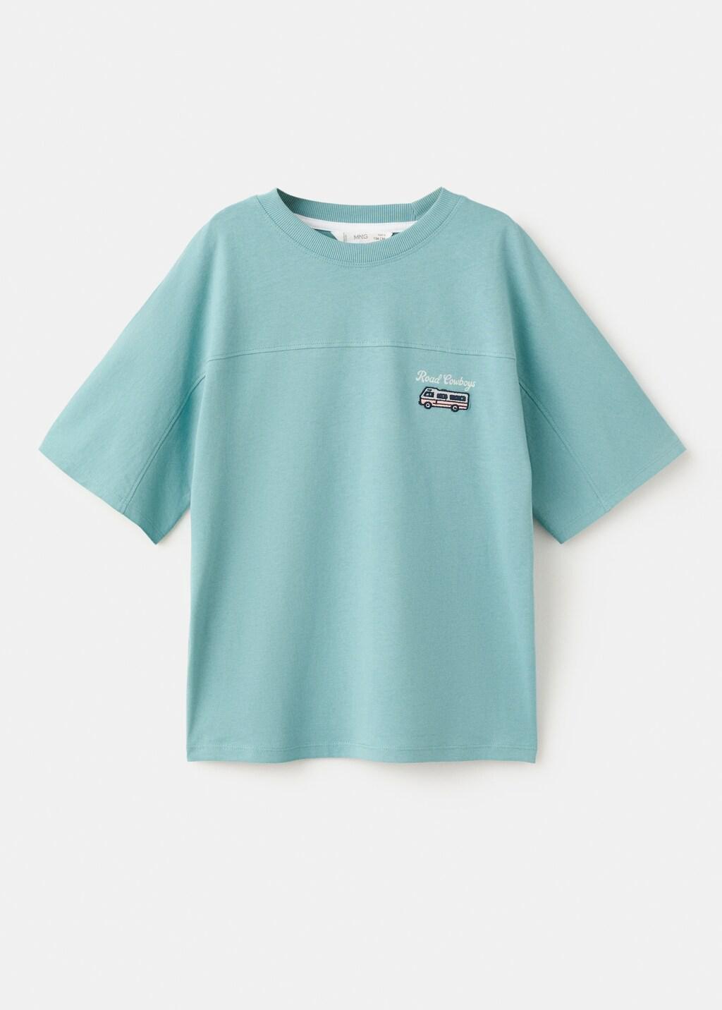 Green Printed Cotton-Blend T-Shirt, Kids Boys, Turquoise - Aqua, large image number 7