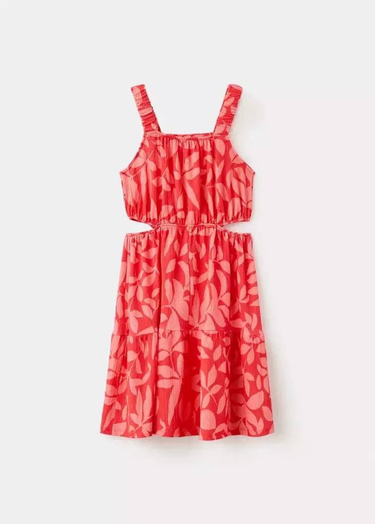 Pink Printed Dress With Slit Details, Kids Girls, Bright Pink, large image number 2