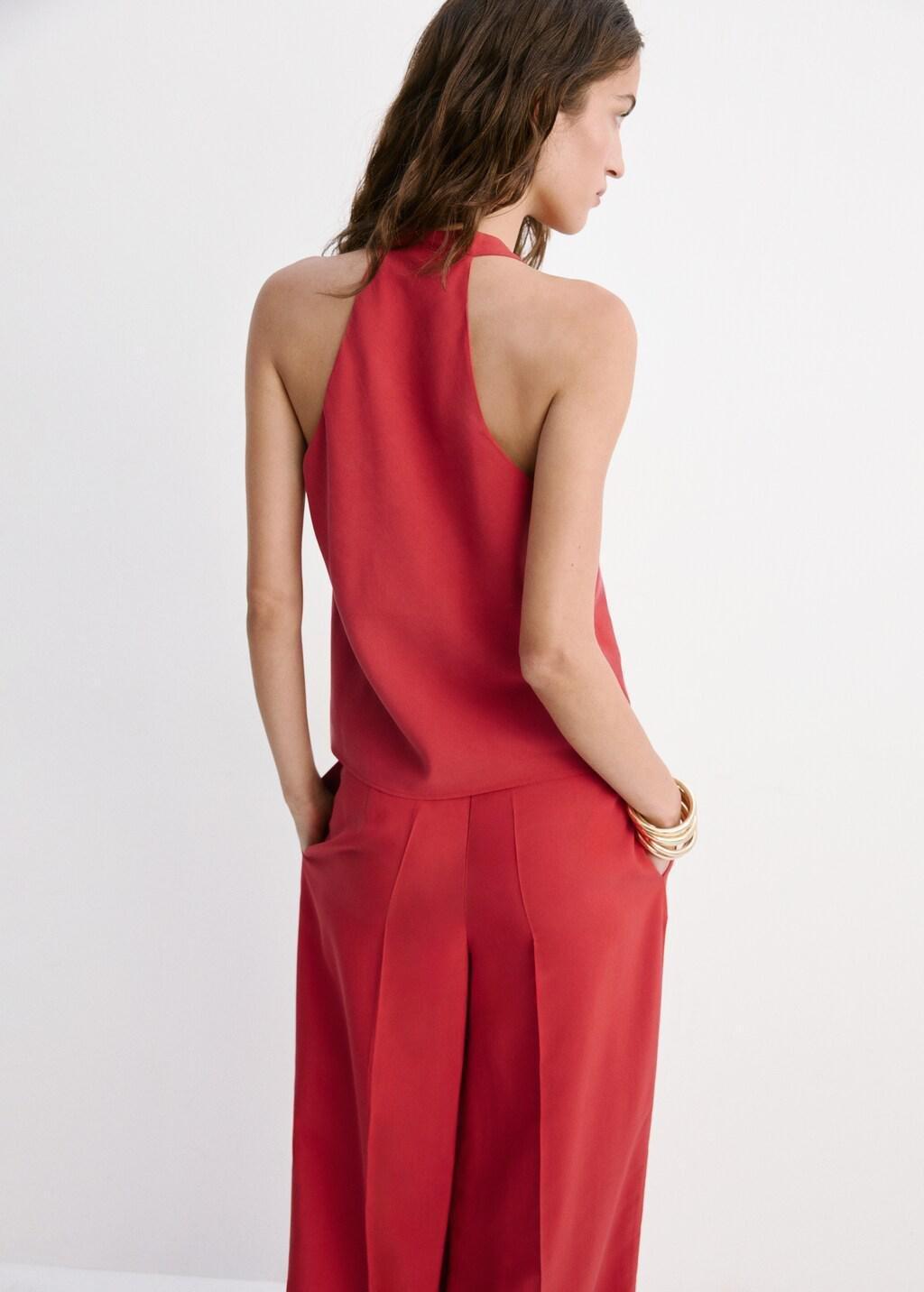 Red Fitted Lyocell Top, Red, large image number 2