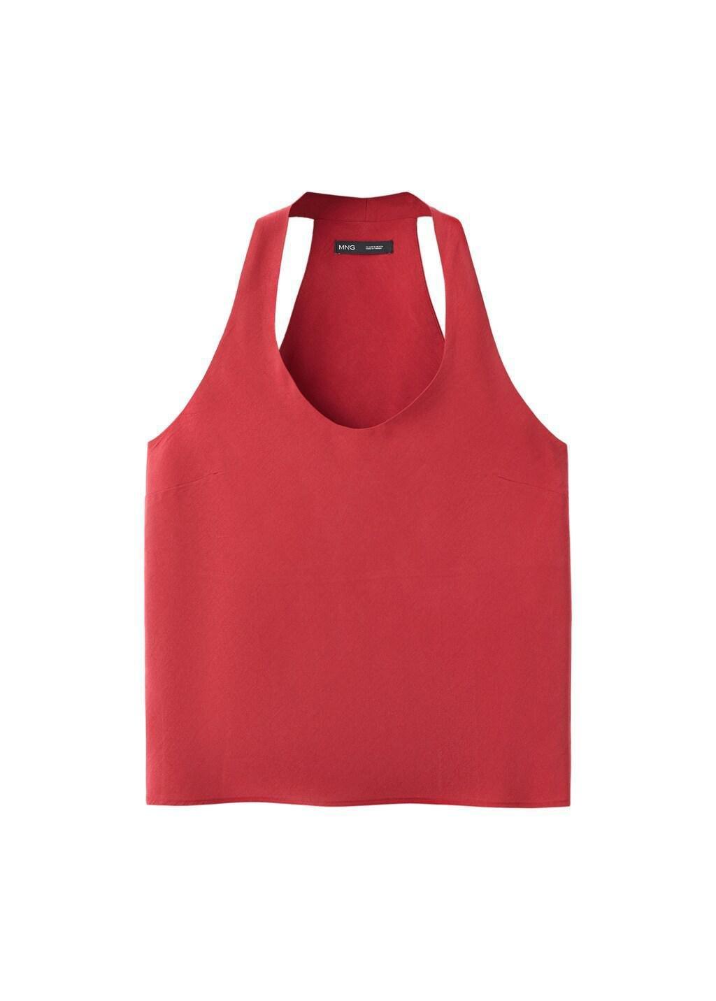 Red Fitted Lyocell Top, Red, large image number 6