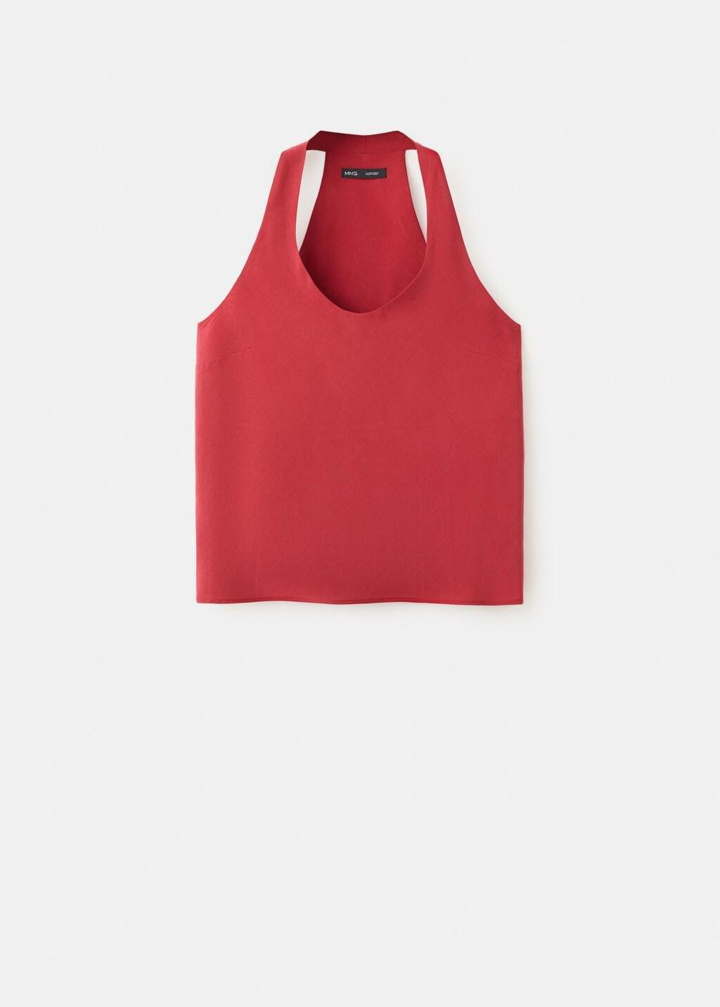 Red Fitted Lyocell Top, Red, large image number 7