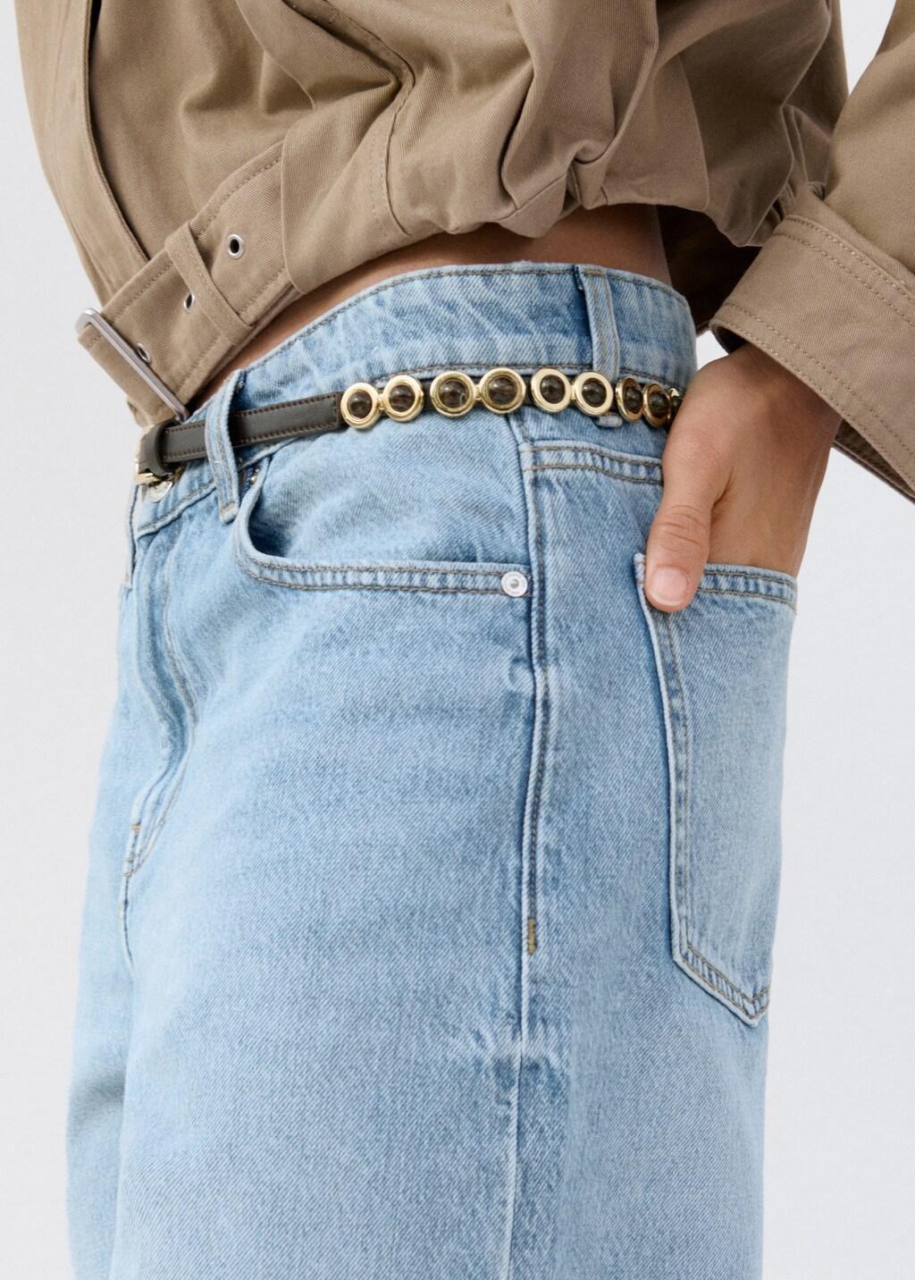 Blue Straight Low-Rise Denim Bermuda Shorts, 0201_TM, large image number 7