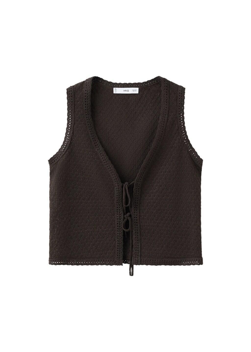 Brown Bow Tie Waistcoat Top, 0201_32, large image number 6