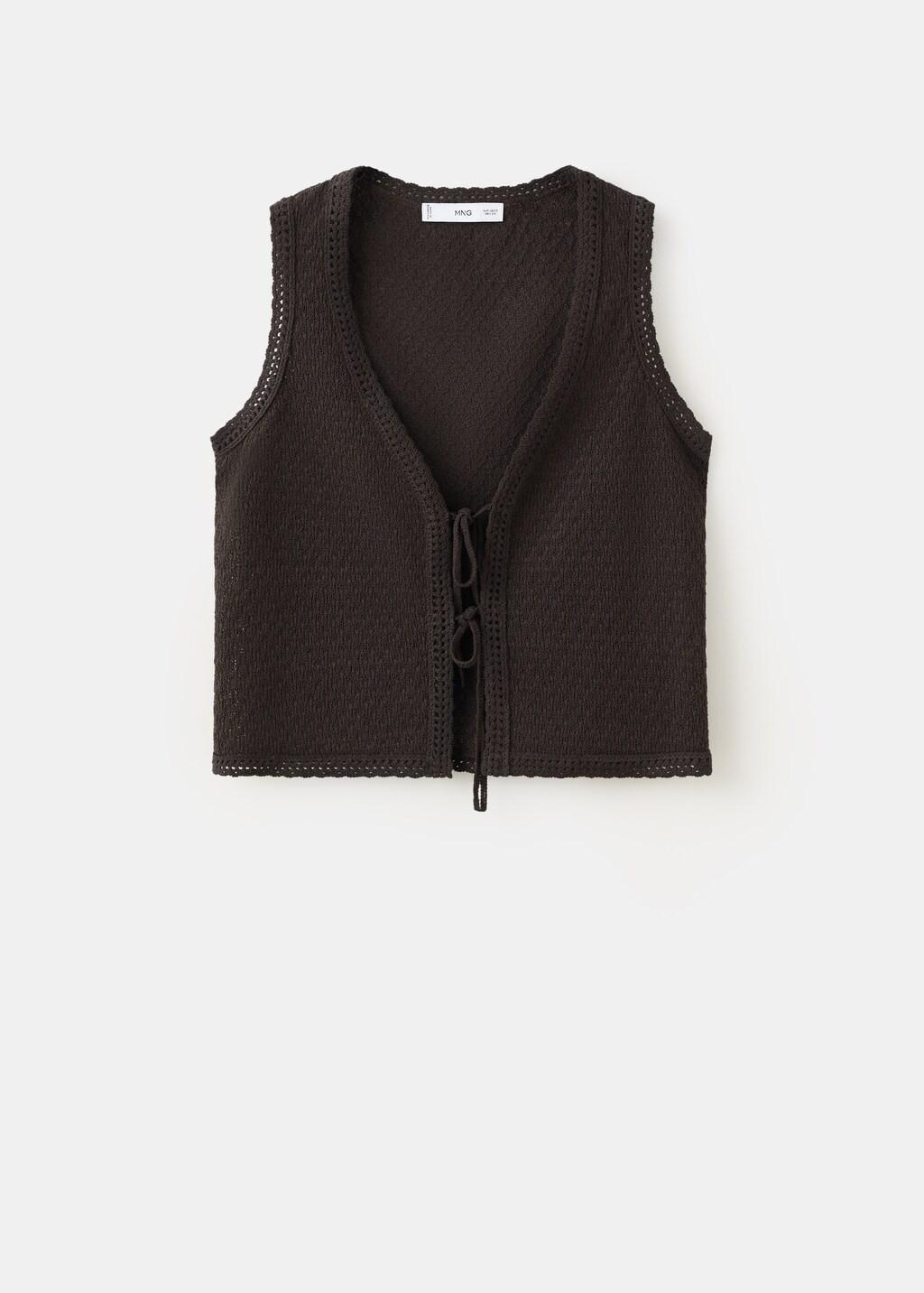 Brown Bow Tie Waistcoat Top, 0201_32, large image number 7