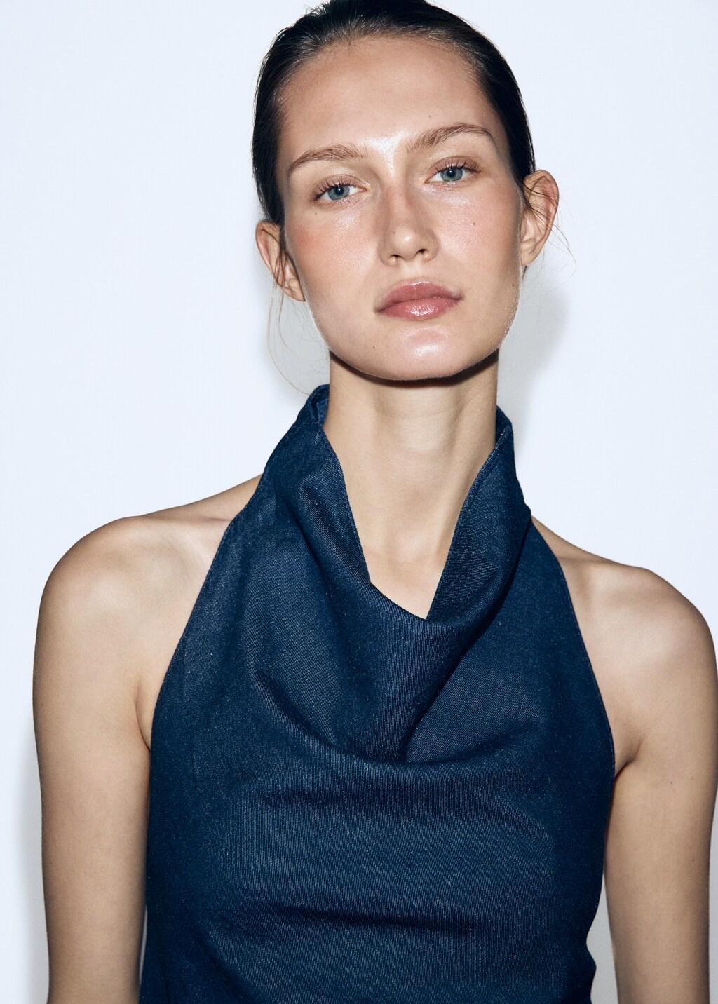 Blue Open-Back Denim Top, Open Blue, large image number 4