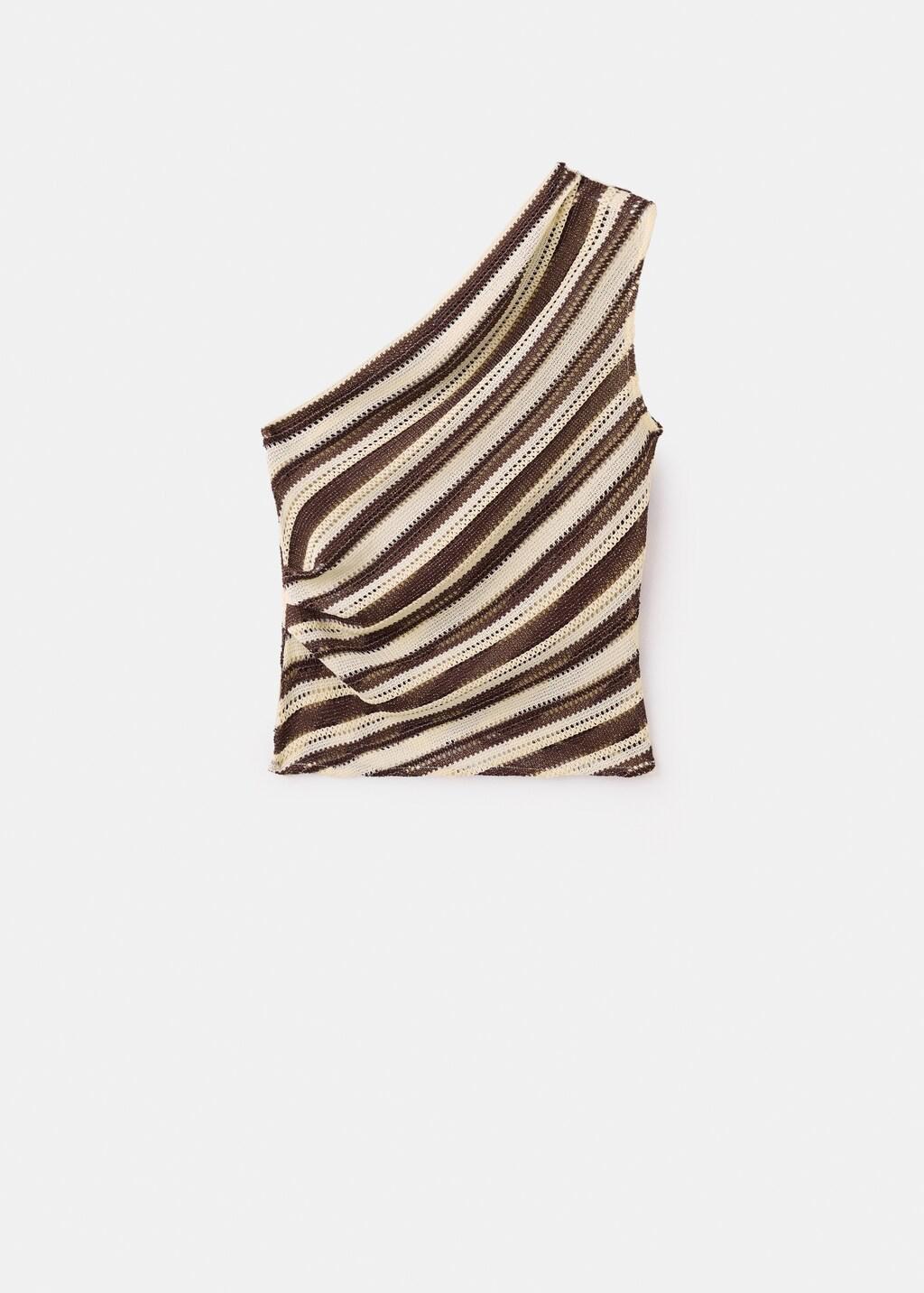 Brown Striped Asymmetrical Top, 0201_30, large image number 7