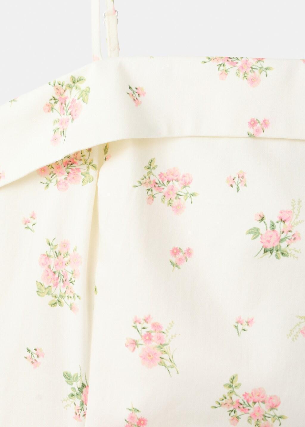 Beige Floral-Print Flared Dress, Light Beige, large image number 1