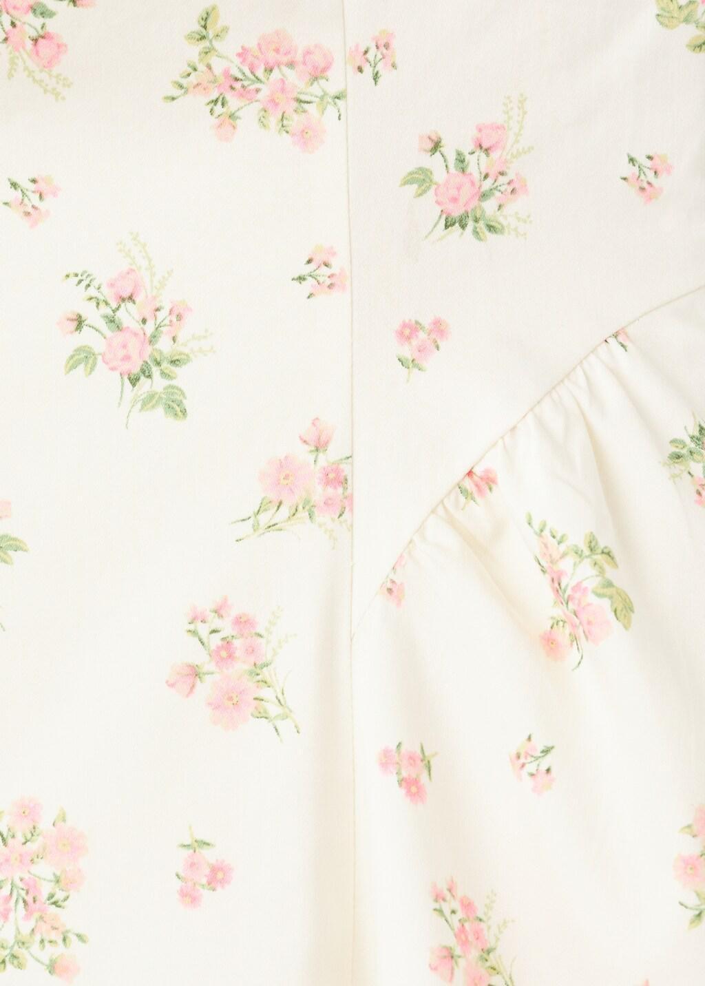 Beige Floral-Print Flared Dress, Light Beige, large image number 5