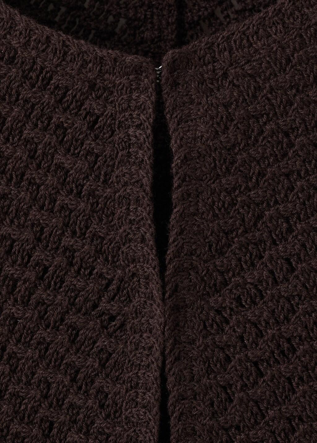 Brown Crochet Cotton Gilet, Brown, large image number 1