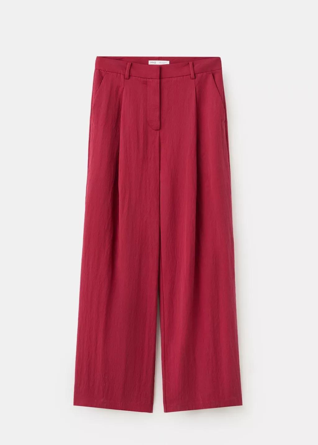 Red Mid-Rise Lyocell Trousers, 0201_70, large image number 8