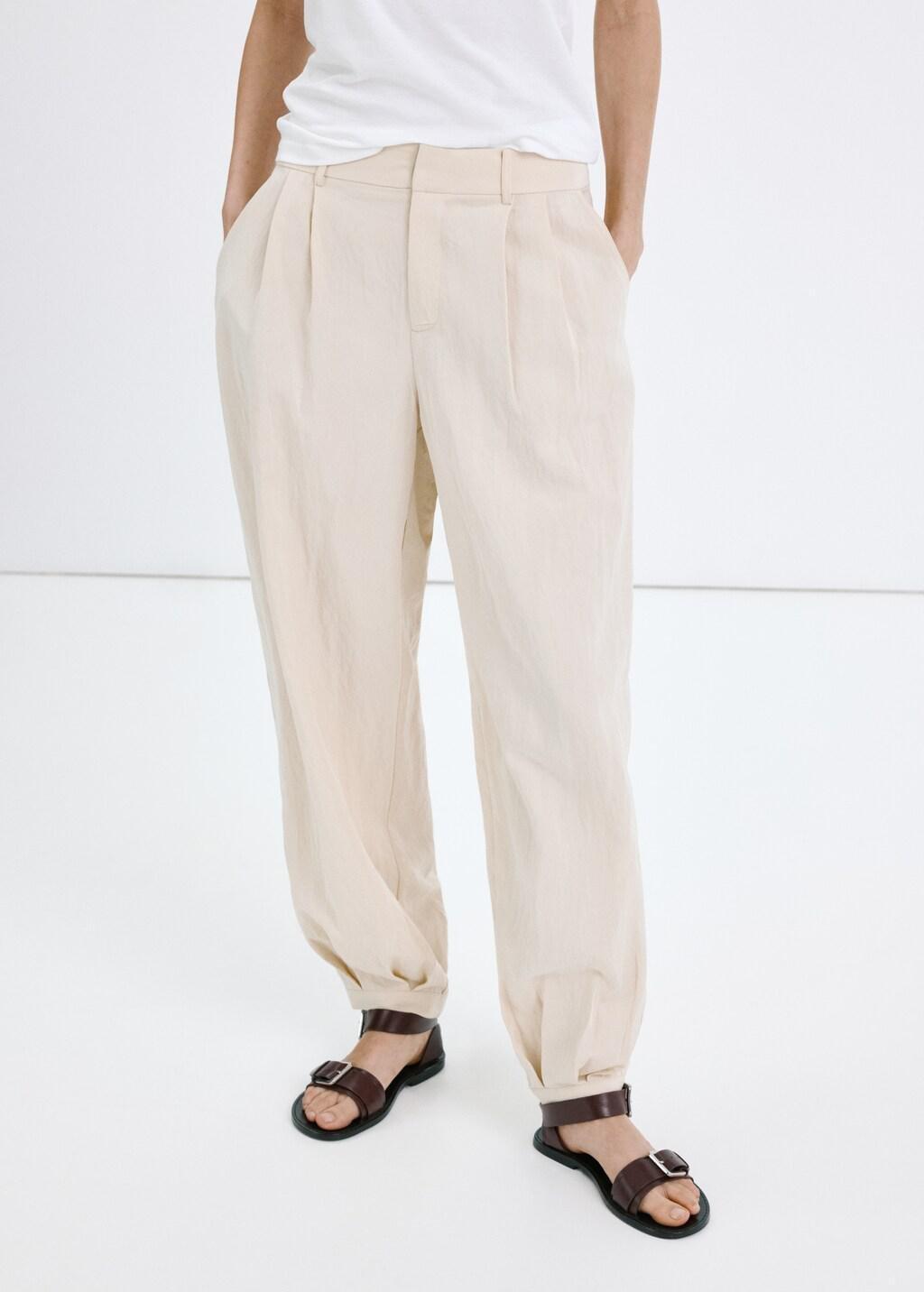 Grey Lt Pastel Lyocell Harem Trousers, Light Pastel Grey, large image number 3