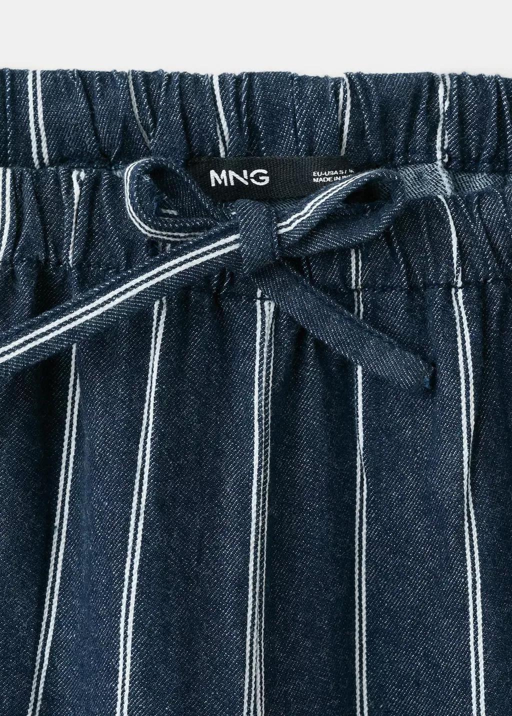 Blue Turn-Up Hem Striped Trousers, Open Blue, large image number 1