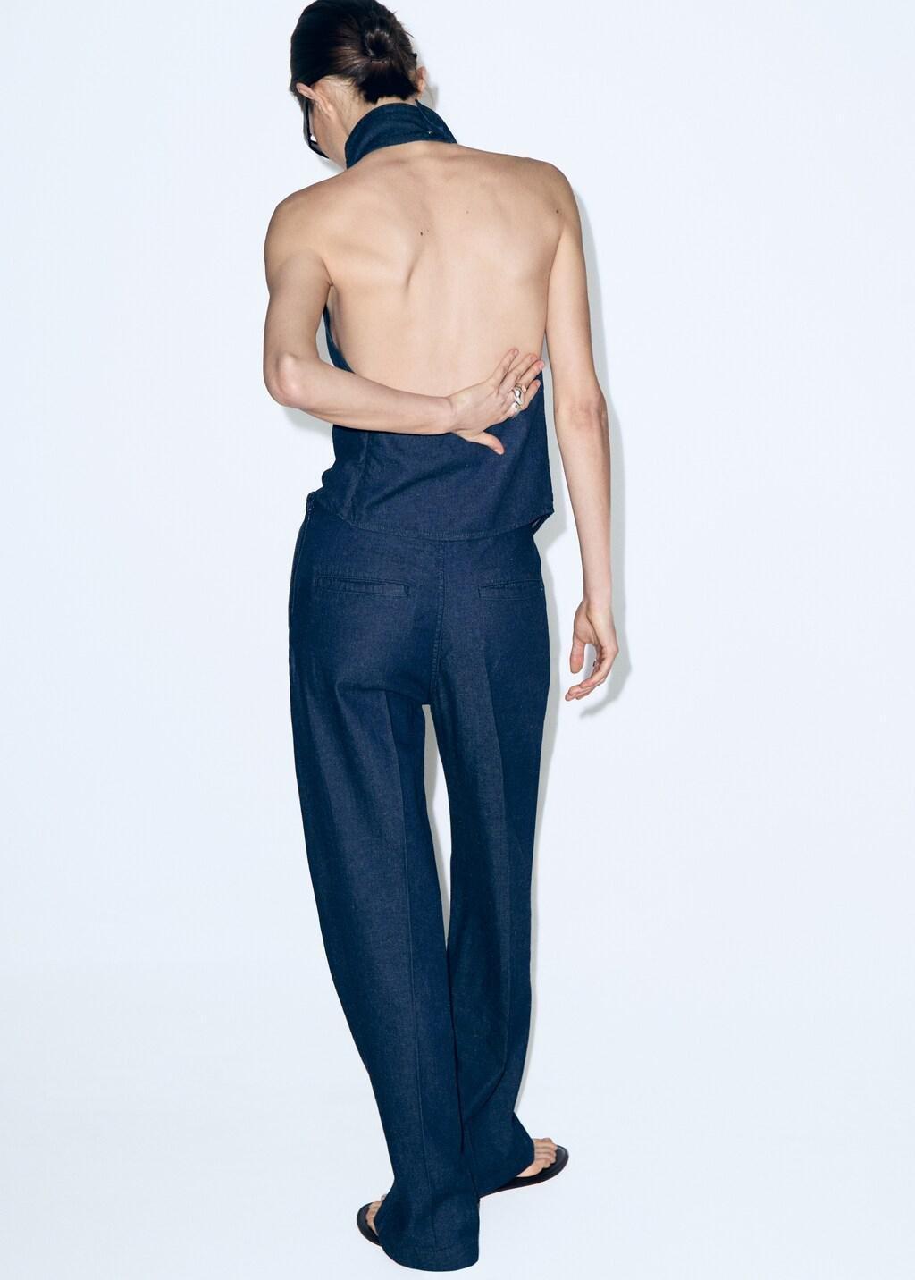Blue High-Waisted Denim Trousers, 0201_TS, medium