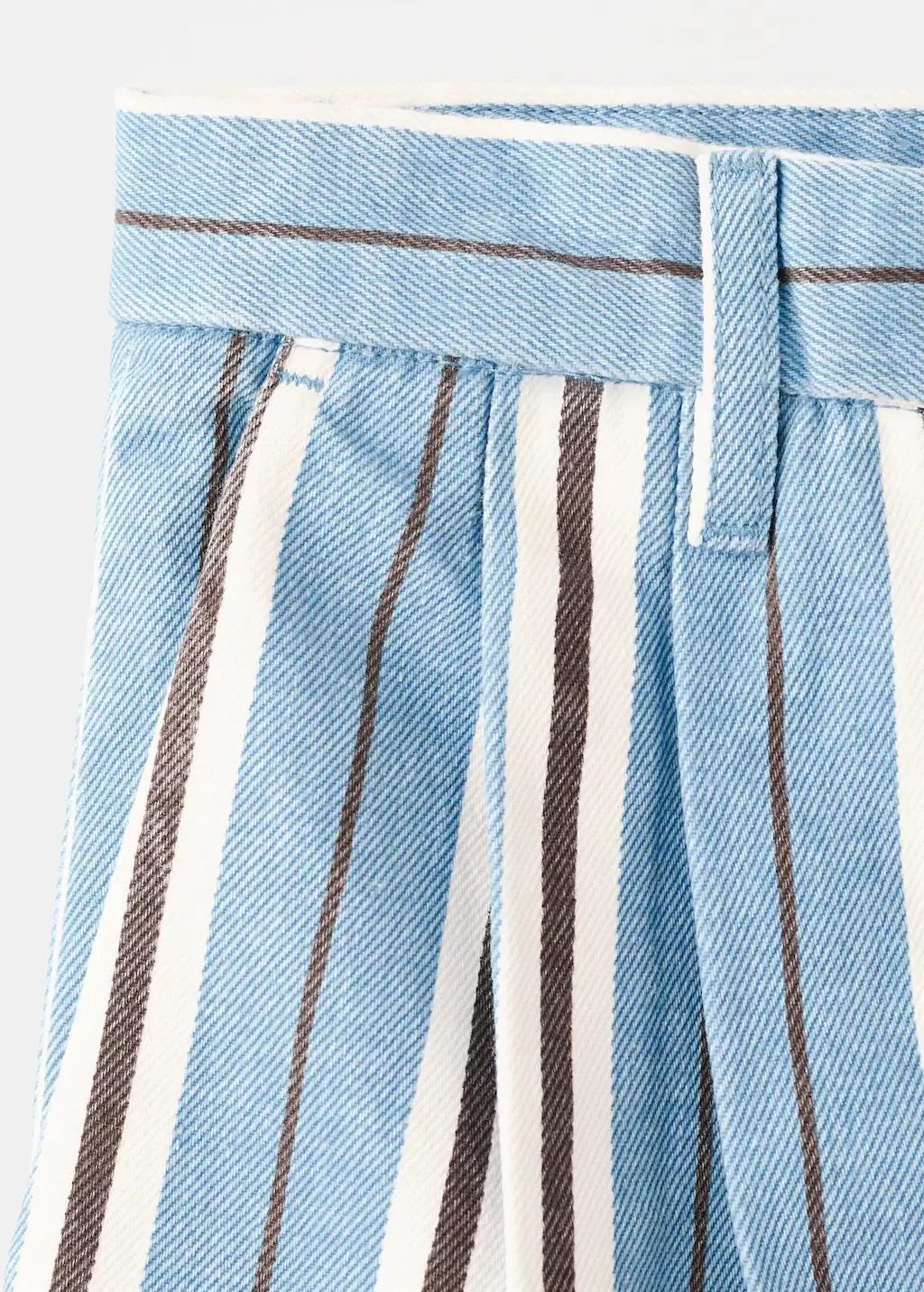 Blue Wide Leg Striped Jeans, Light-Pastel Blue, large image number 4