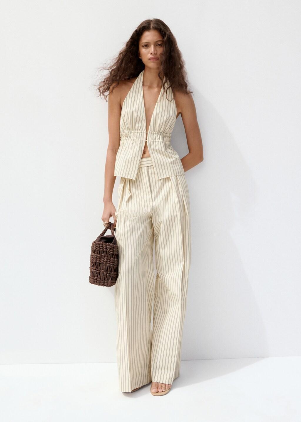 YELLOW Chalk-stripe straight trousers, 0201_12, large image number 0