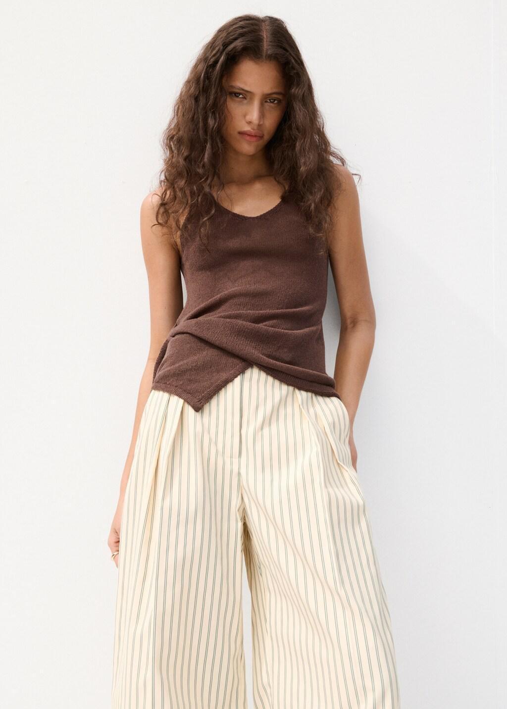 YELLOW Chalk-stripe straight trousers, 0201_12, large image number 4