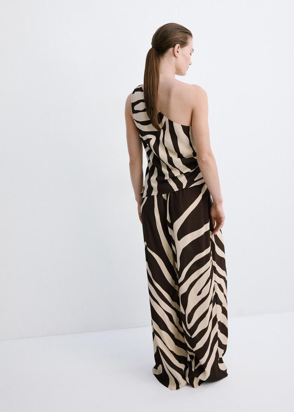 Brown Flowy Printed Trousers, 0201_30, large image number 2