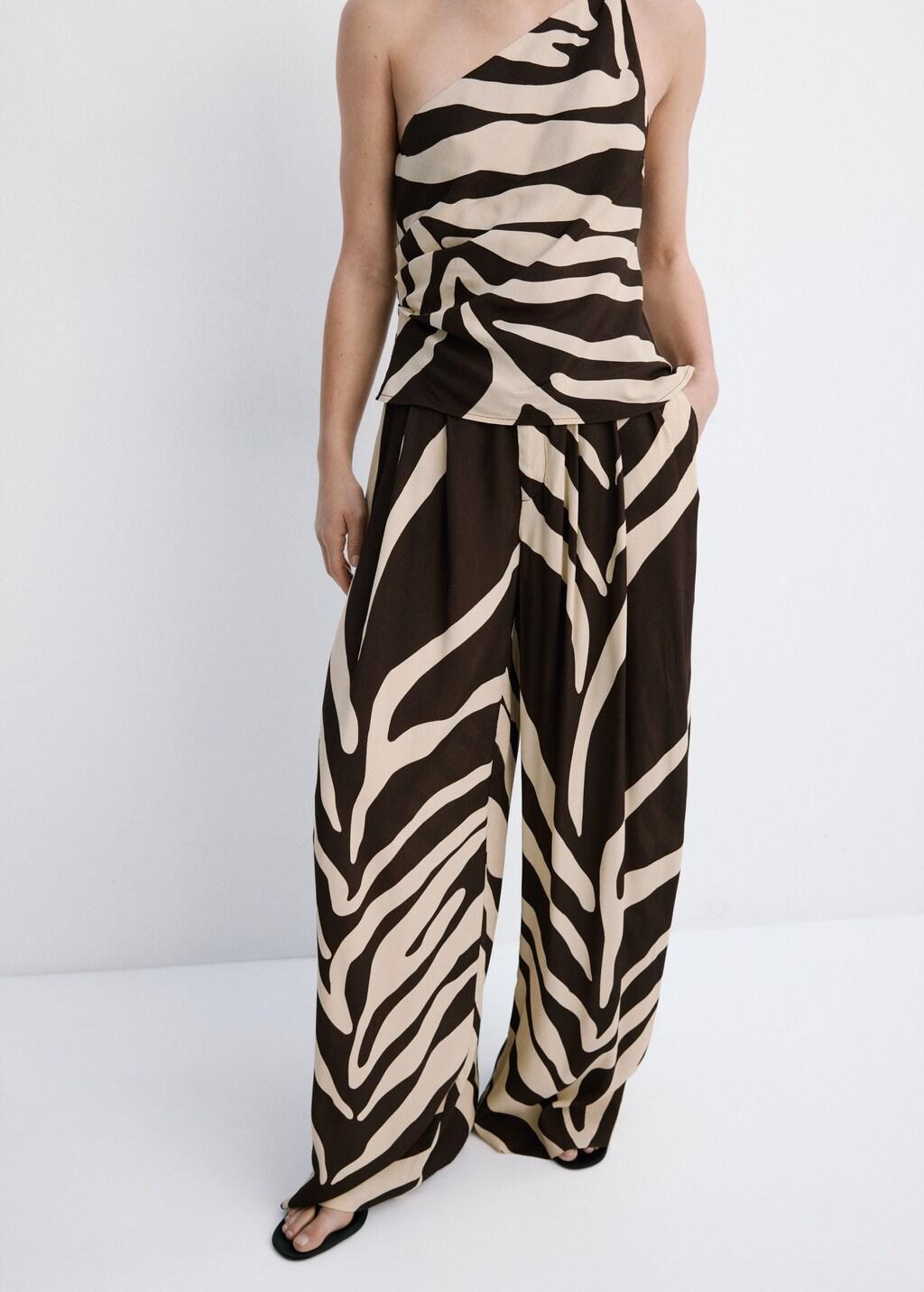 Brown Flowy Printed Trousers, 0201_30, large image number 3