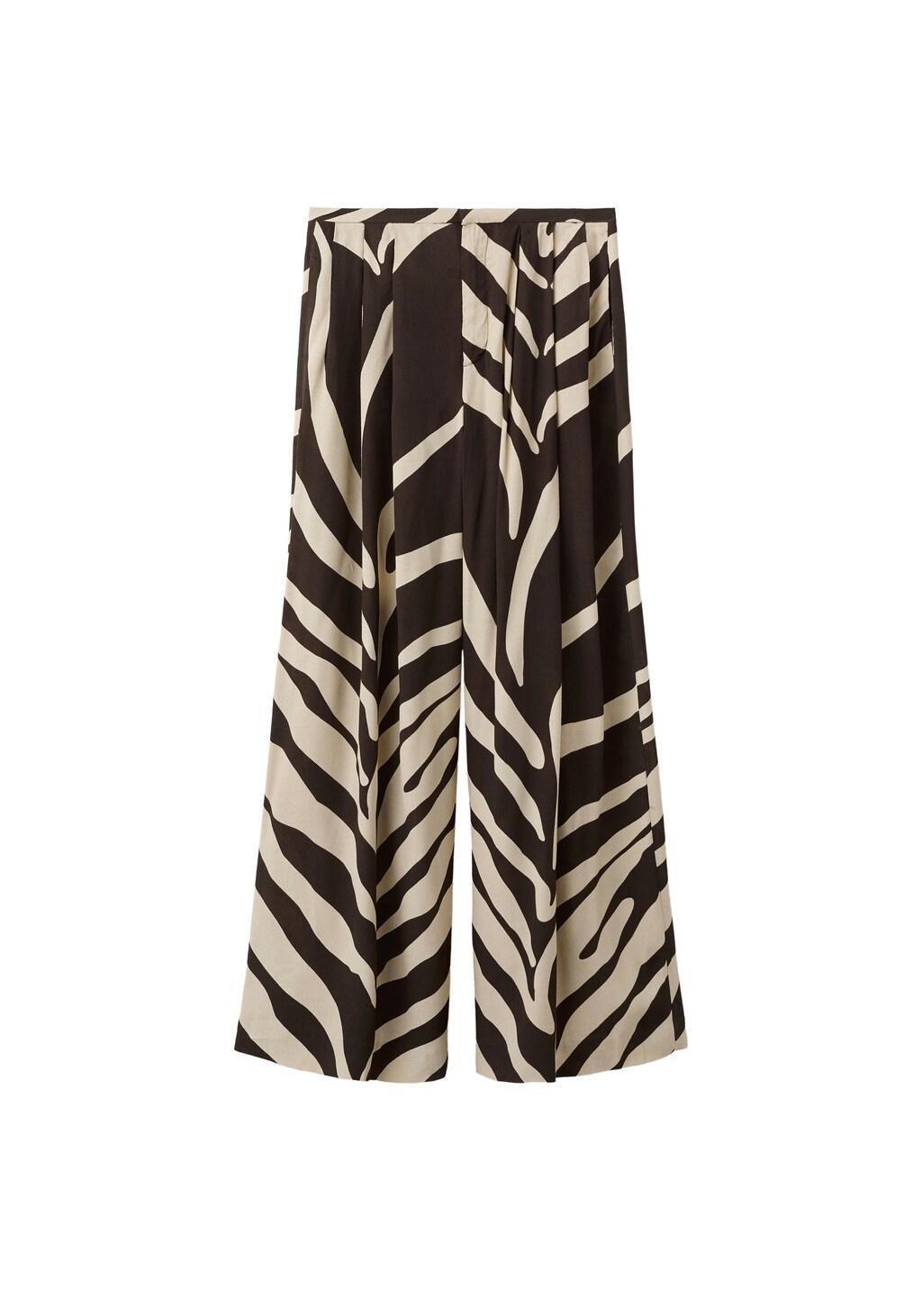 Brown Flowy Printed Trousers, 0201_30, large image number 6