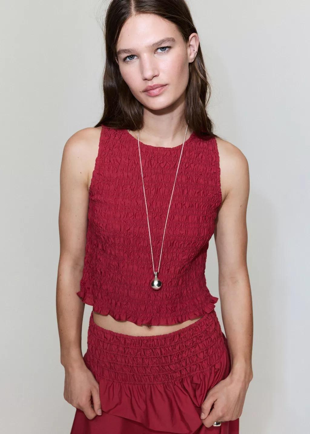 Red Terry Cotton Top, Red, large image number 4