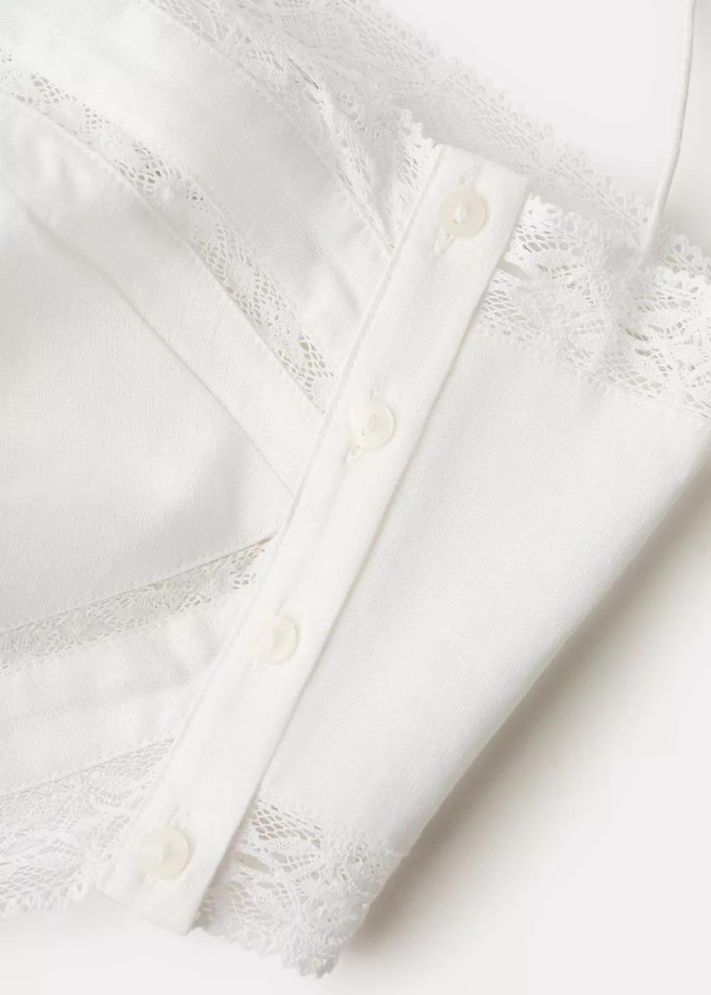 White Linen Top With Lace Details, 0201_02, large image number 1