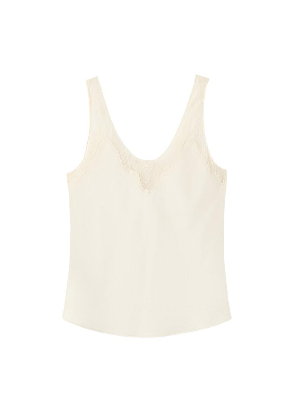LIGHT BEIGE Satin lace top, 0201_05, large image number 6