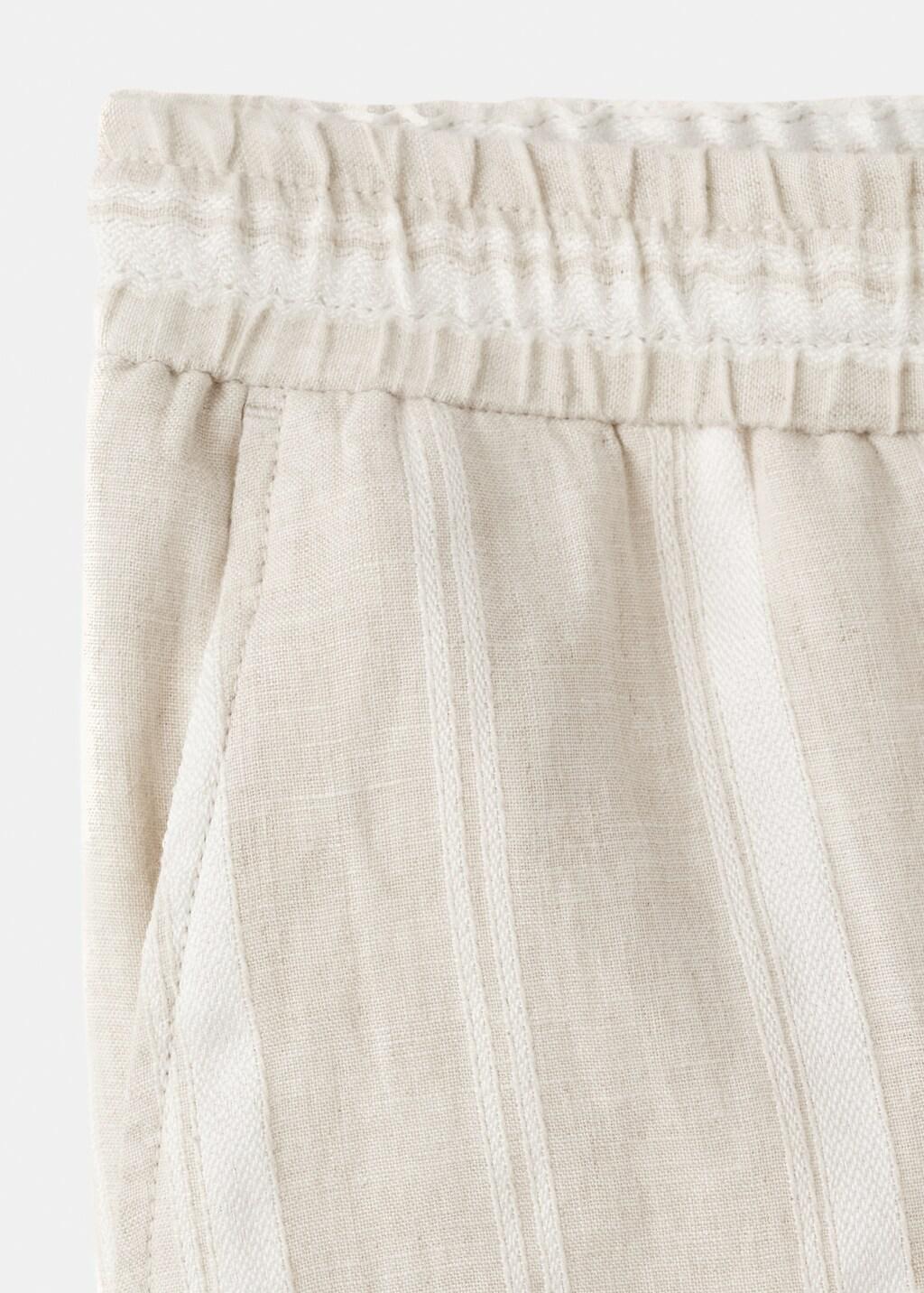 Beige Striped Linen-Blend Bermuda Shorts, Light Beige, large image number 1