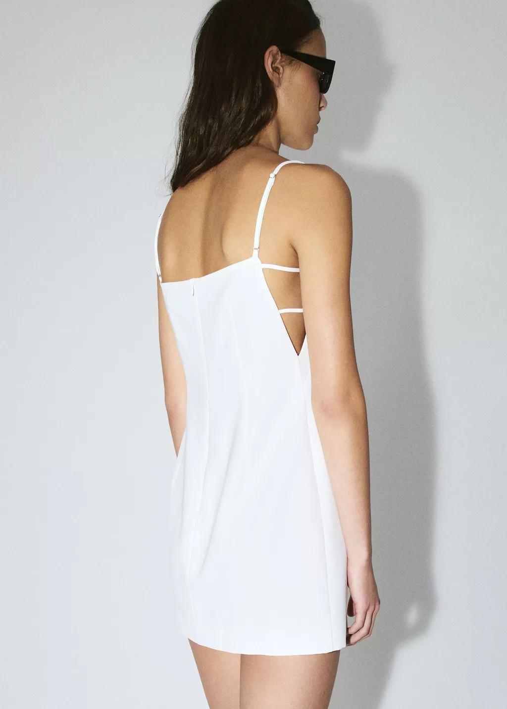 White Short Dress With Side Slits, 0201_01, large image number 2