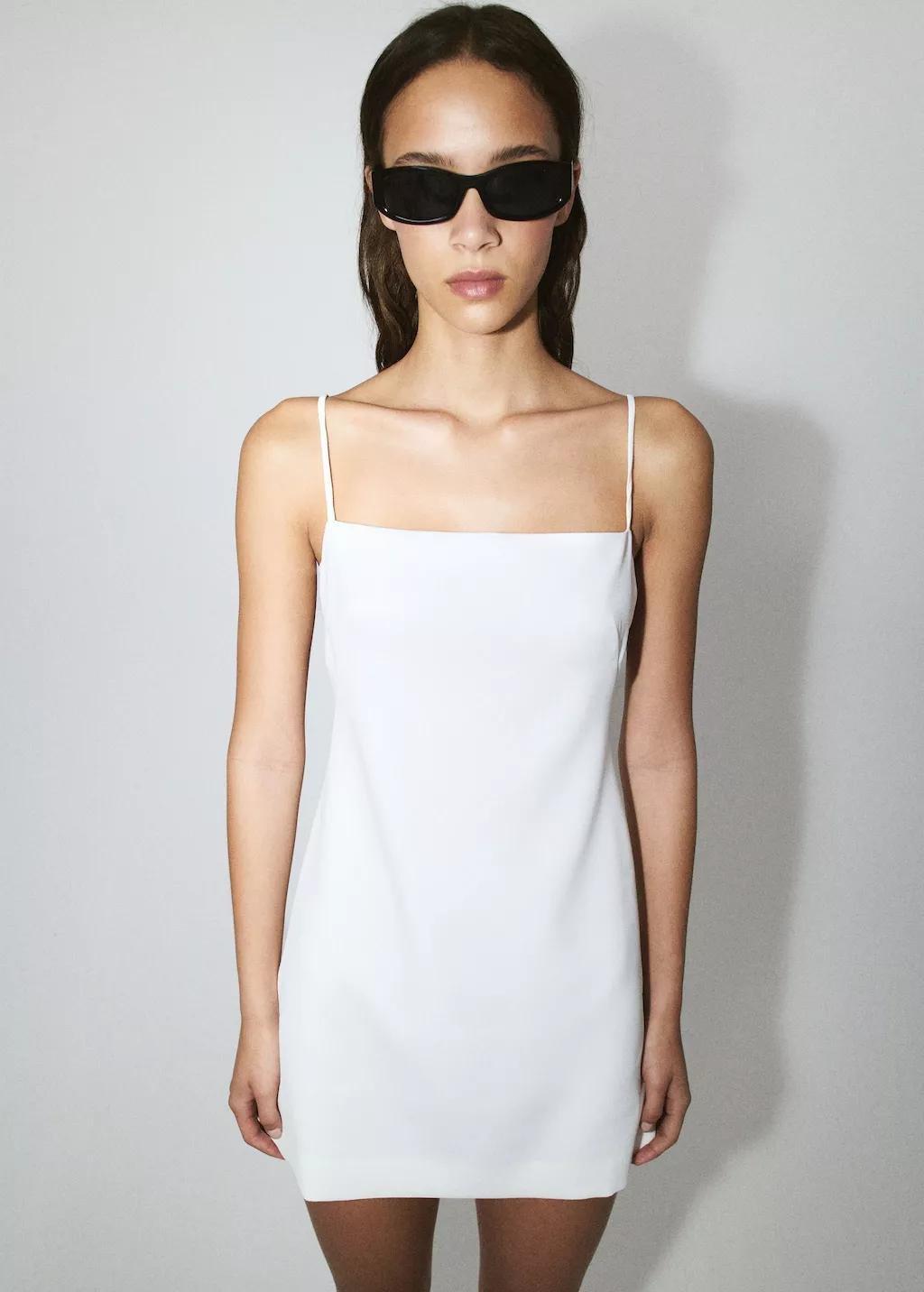 White Short Dress With Side Slits, 0201_01, large image number 3