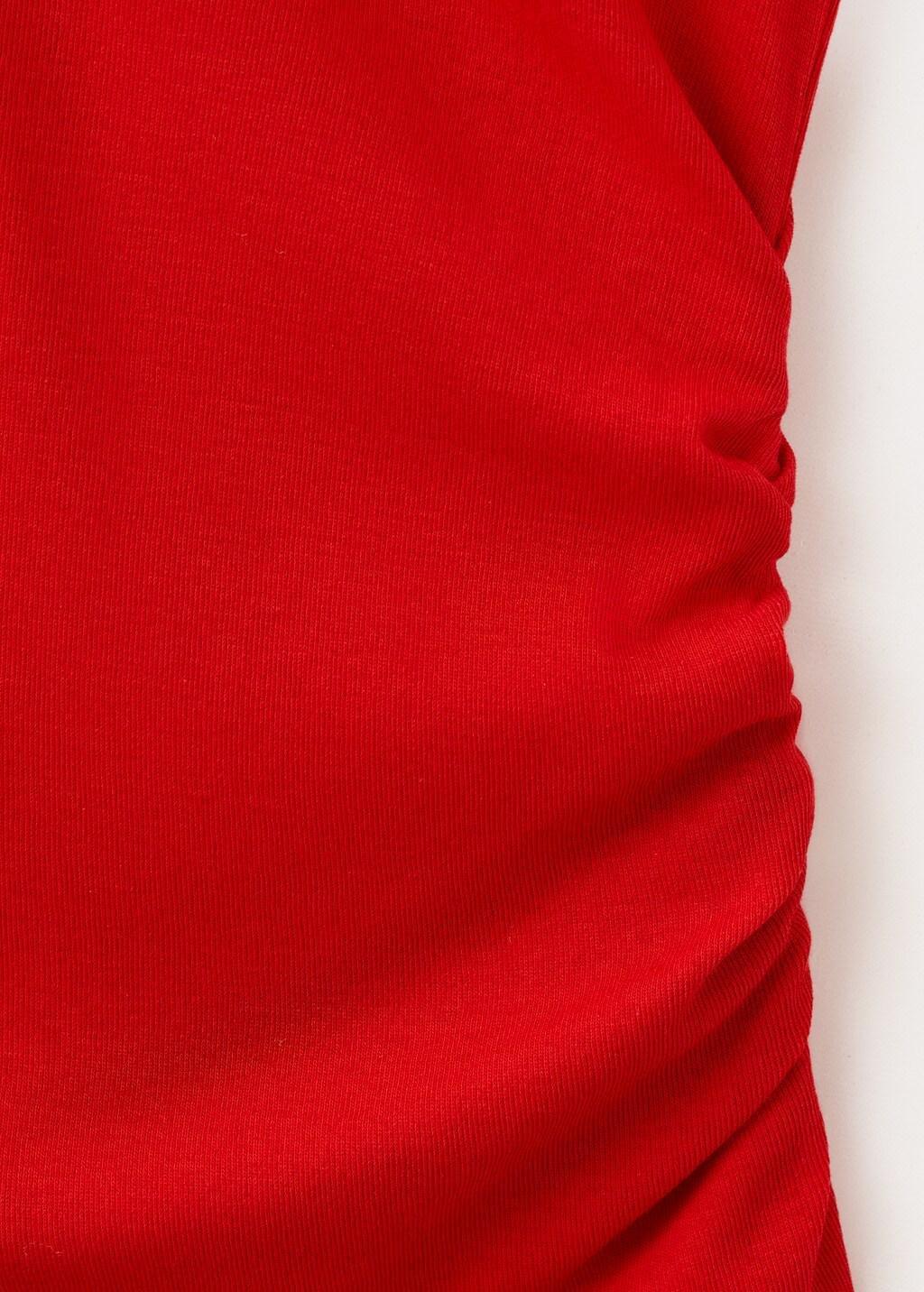 Red Cotton Top With Ruched Detail, Red, large image number 1