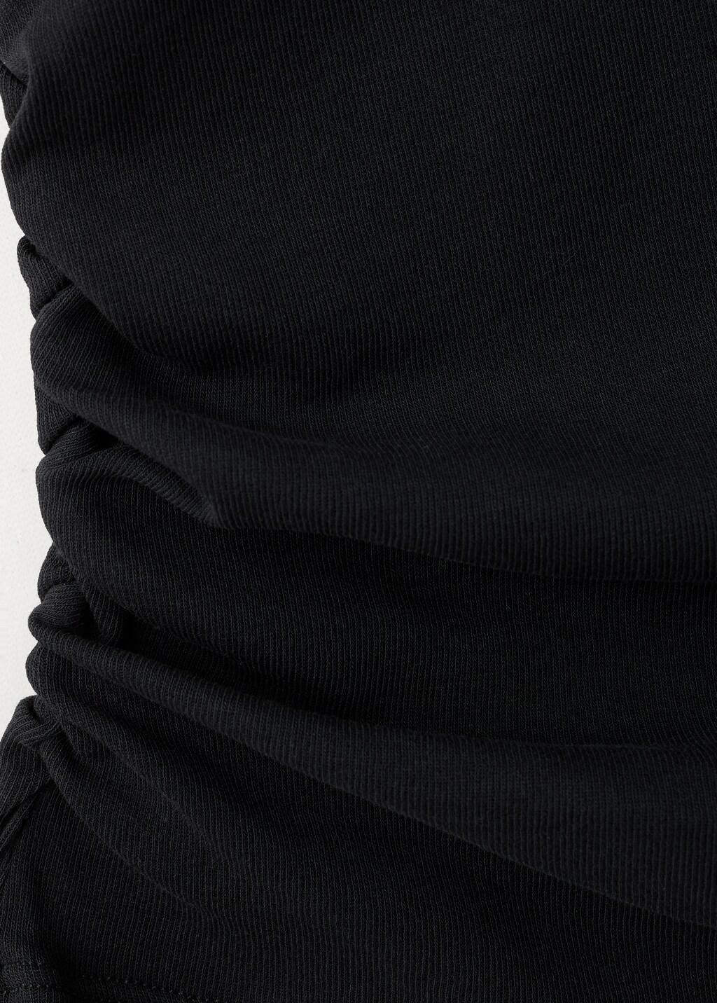 Black Cotton Top With Ruched Detail, Black, large image number 5