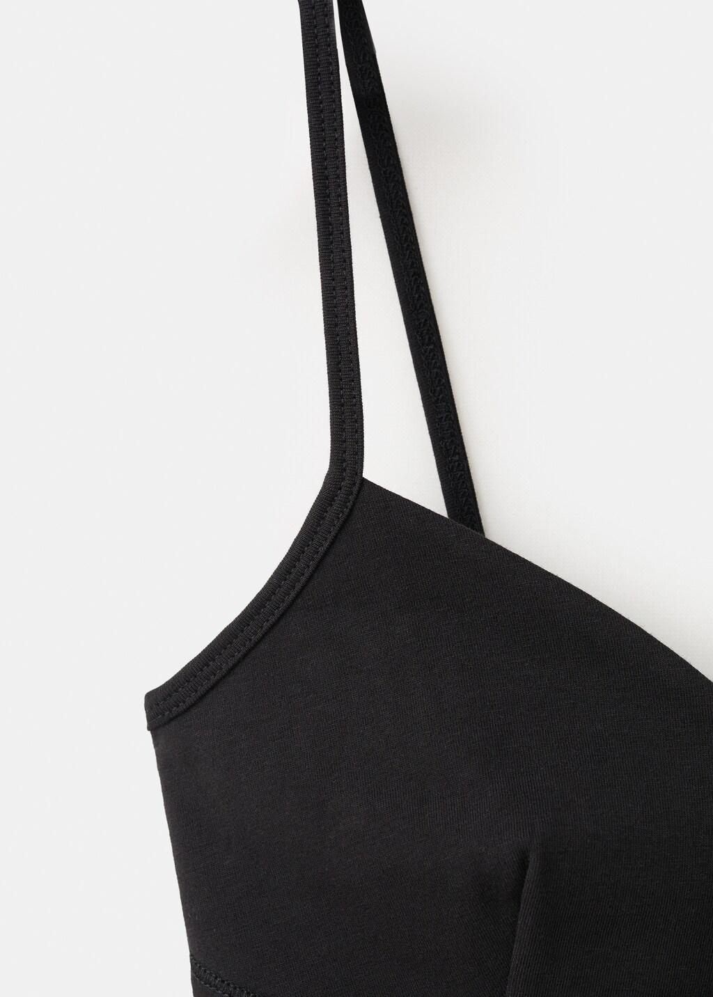 Black Cotton V-Neck Tank Top, 0201_99, large image number 1