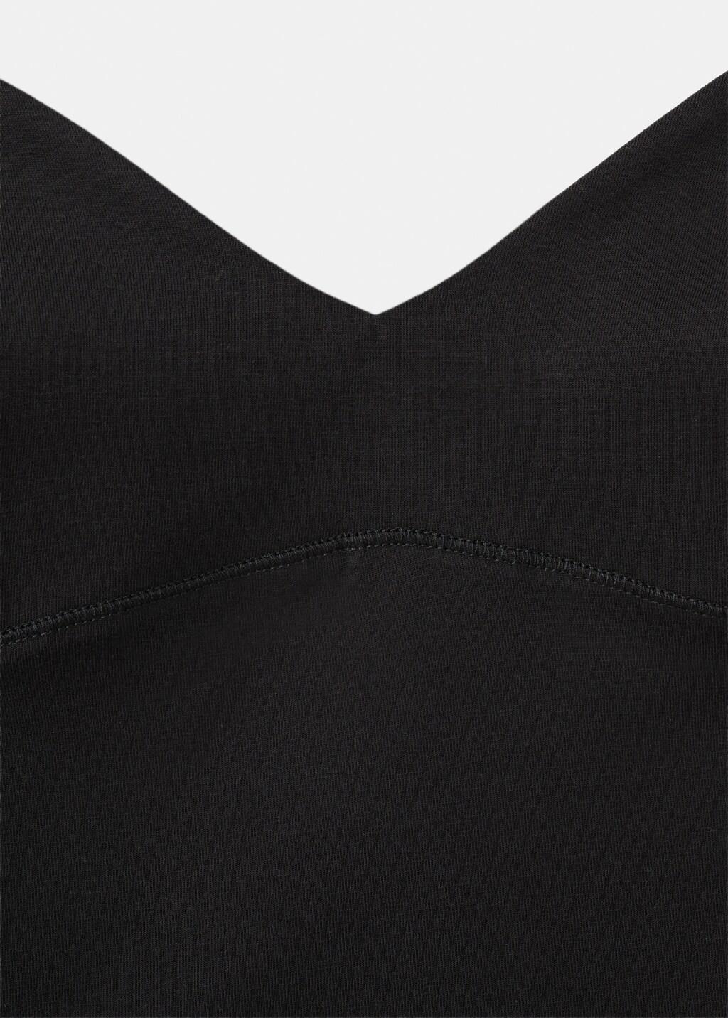 Black Cotton V-Neck Tank Top, 0201_99, large image number 5