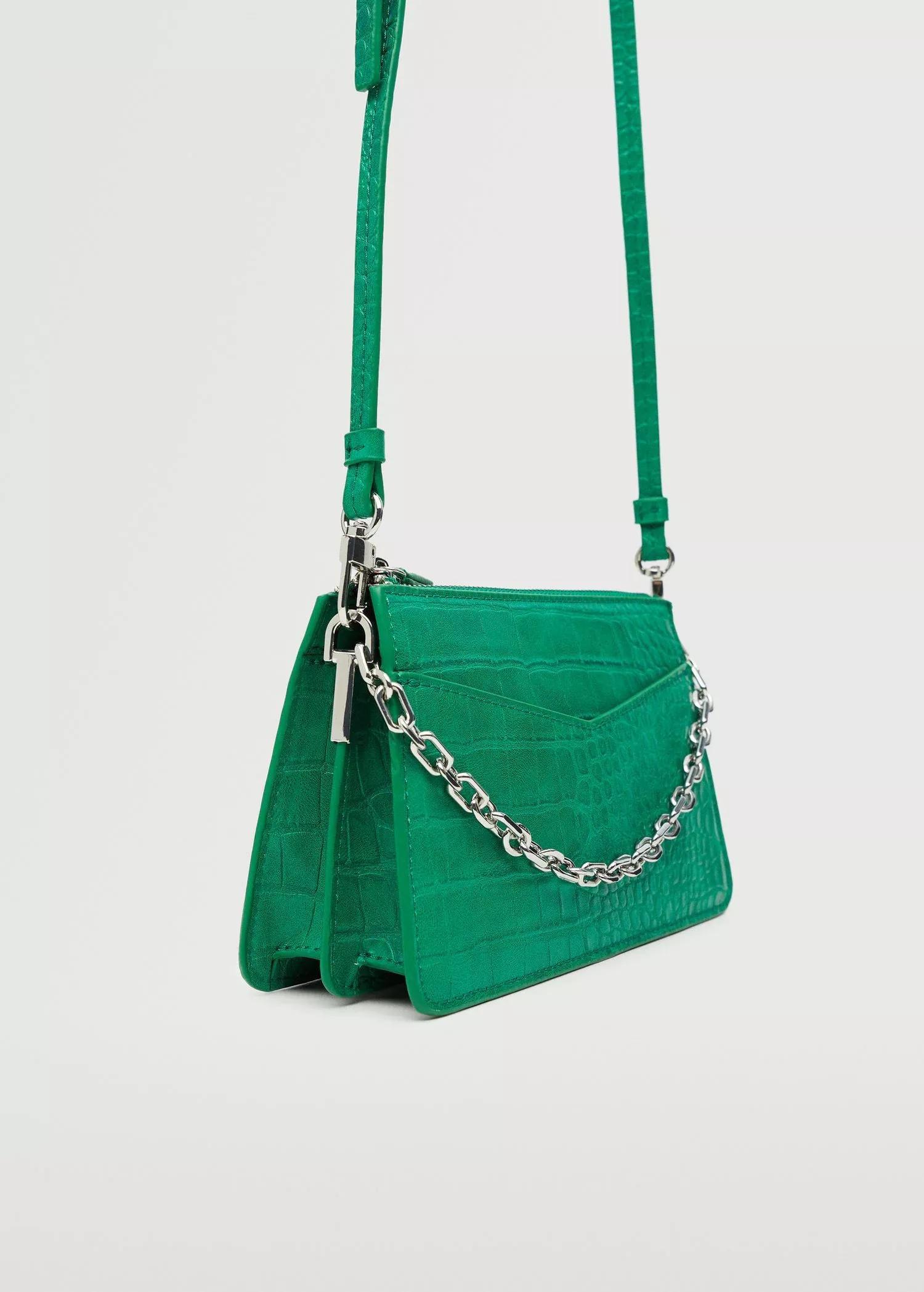 Green Croc-Effect Cross Body Bag, , large image number 1