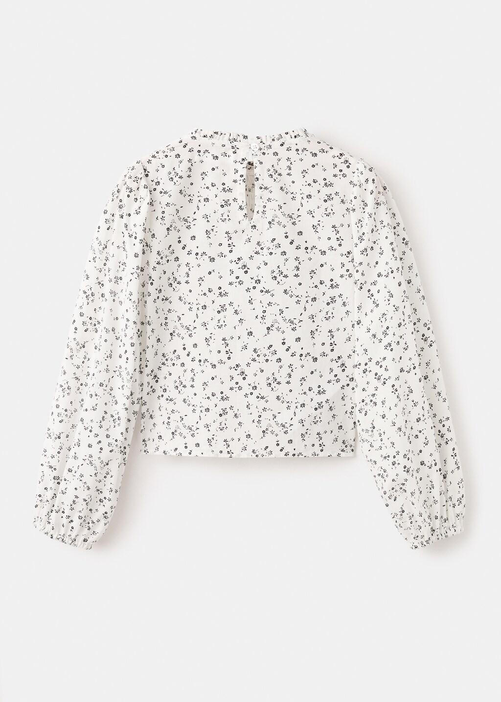 White Floral Cotton Blouse, Kids Girls, White, large image number 1