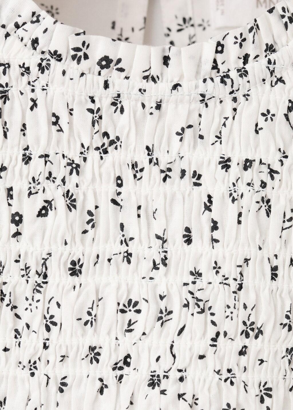 White Floral Cotton Blouse, Kids Girls, White, large image number 2