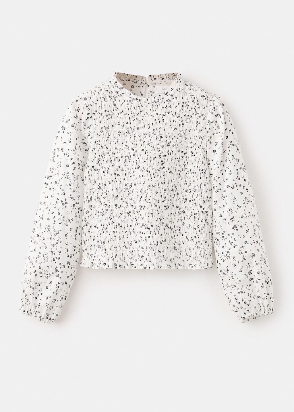 White Floral Cotton Blouse, Kids Girls, White, large image number 4