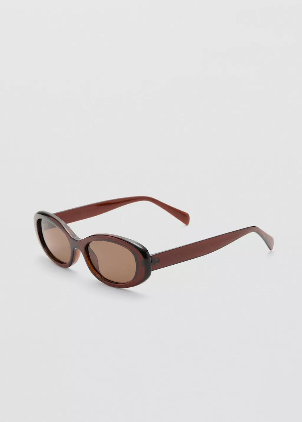 Brown Oval-Frame Sunglasses, Brown, large image number 0