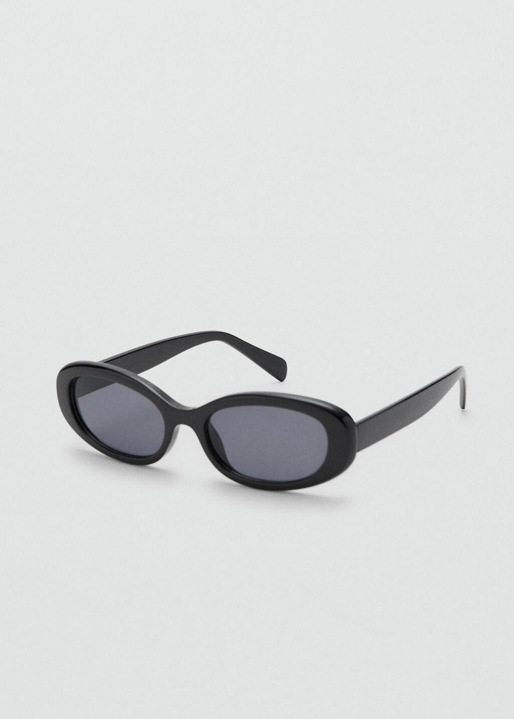 Black Oval-Frame Sunglasses, Black, medium