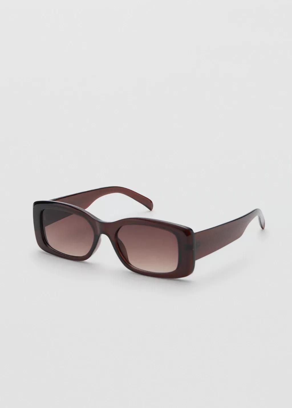 Brown Rectangular-Frame Sunglasses, Brown, medium