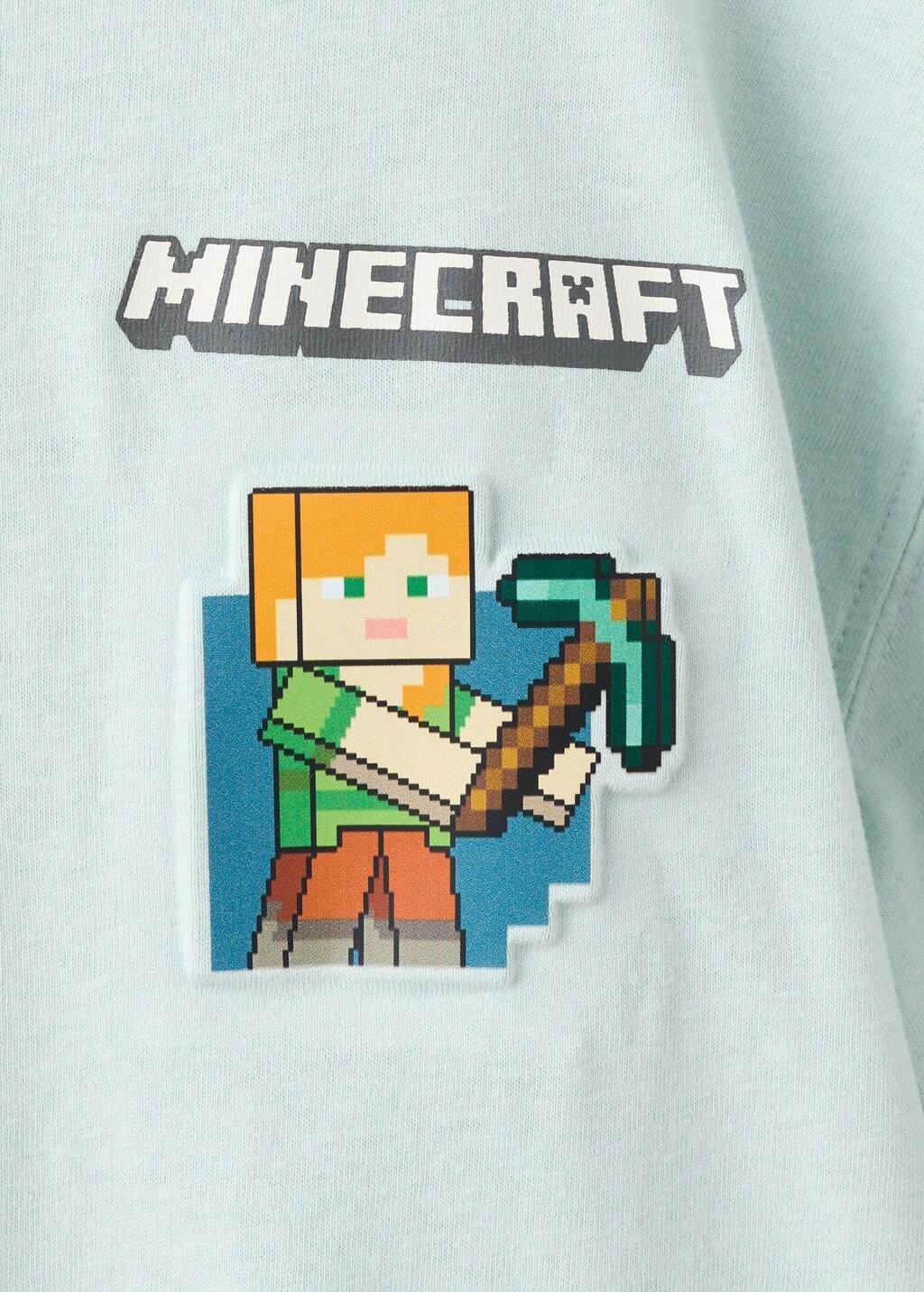 Green Minecraft Cotton T-Shirt, Kids Boys, Turquoise - Aqua, large image number 0
