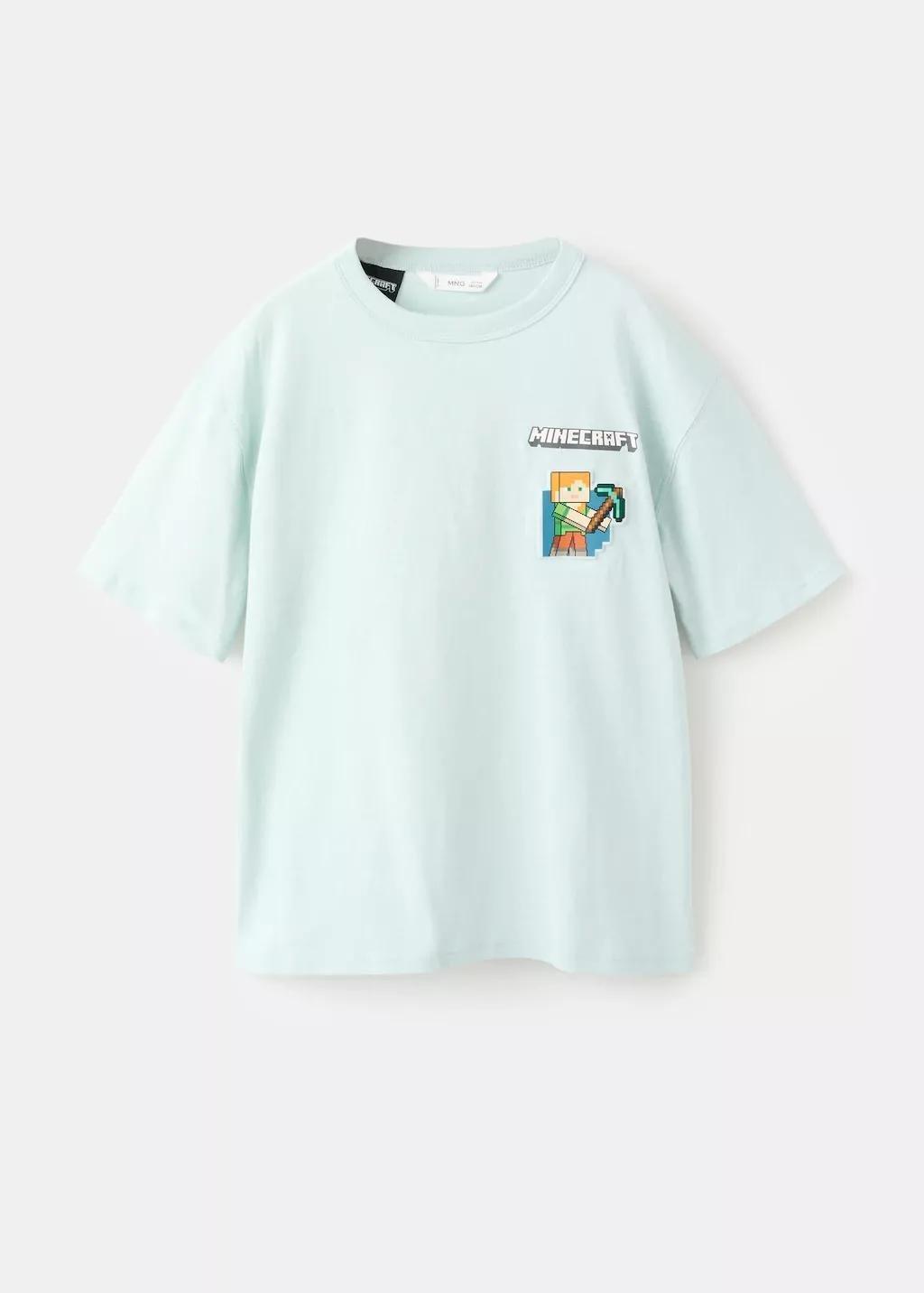 Green Minecraft Cotton T-Shirt, Kids Boys, Turquoise - Aqua, large image number 4