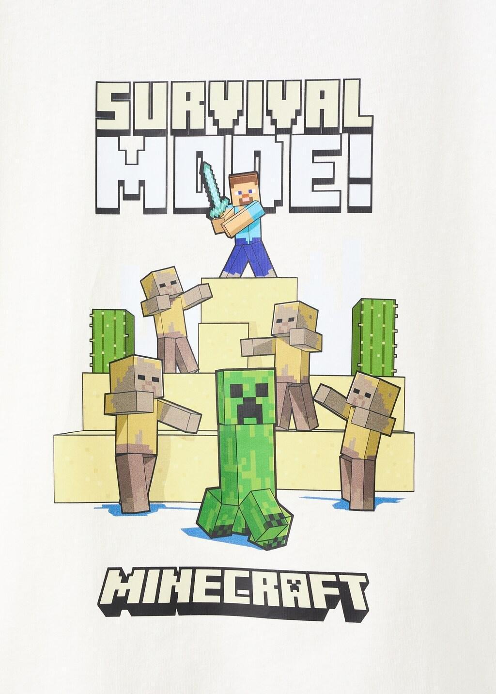 White Minecraft Cotton T-Shirt, Kids Boys, Natural White, large image number 0