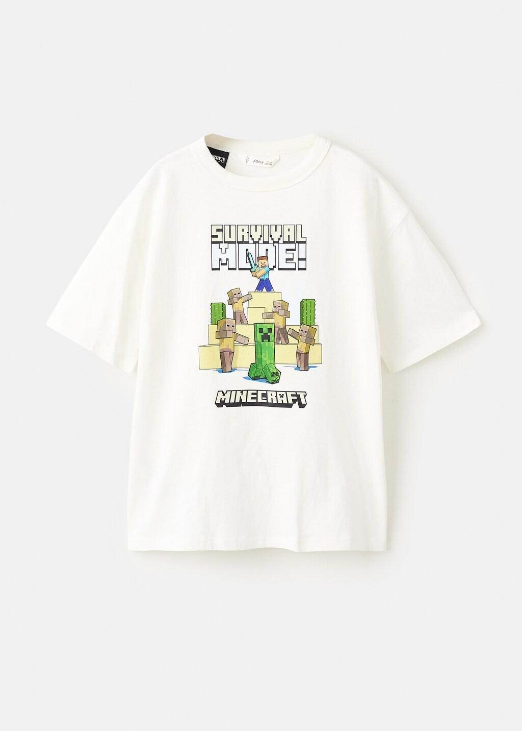 White Minecraft Cotton T-Shirt, Kids Boys, Natural White, large image number 4