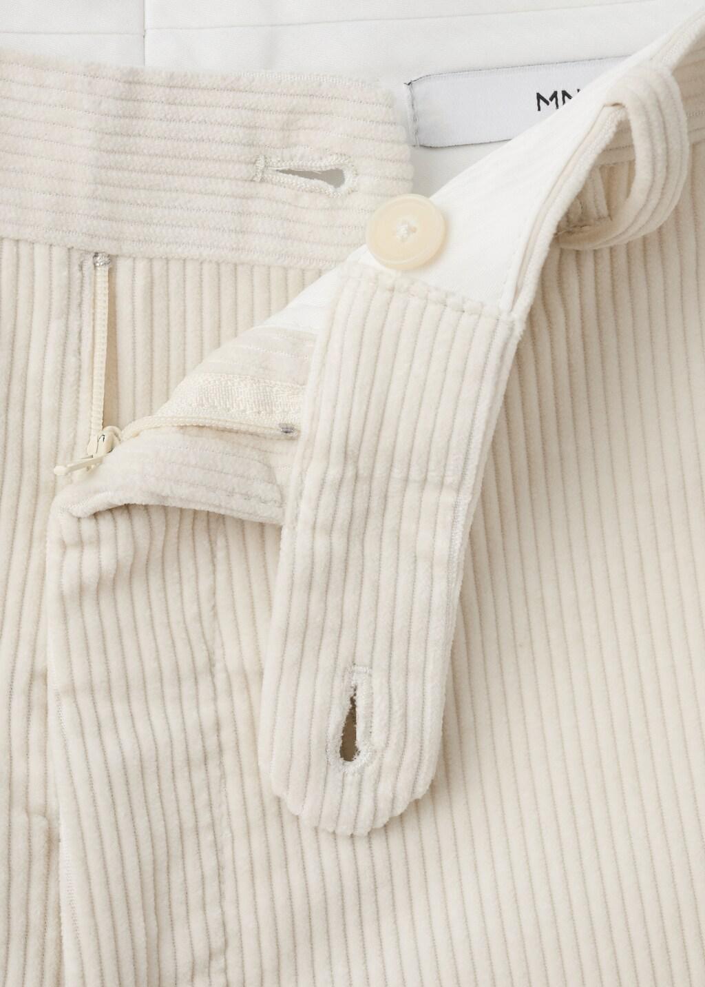 White Corduroy Regular-Fit Trousers, Natural White, large image number 1