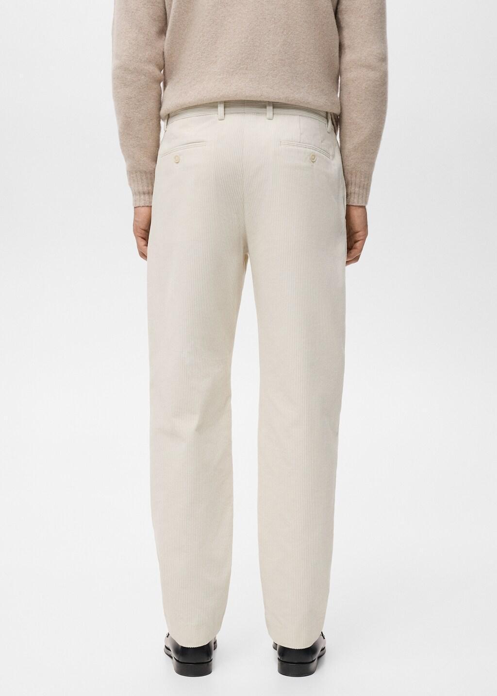White Corduroy Regular-Fit Trousers, Natural White, large image number 2