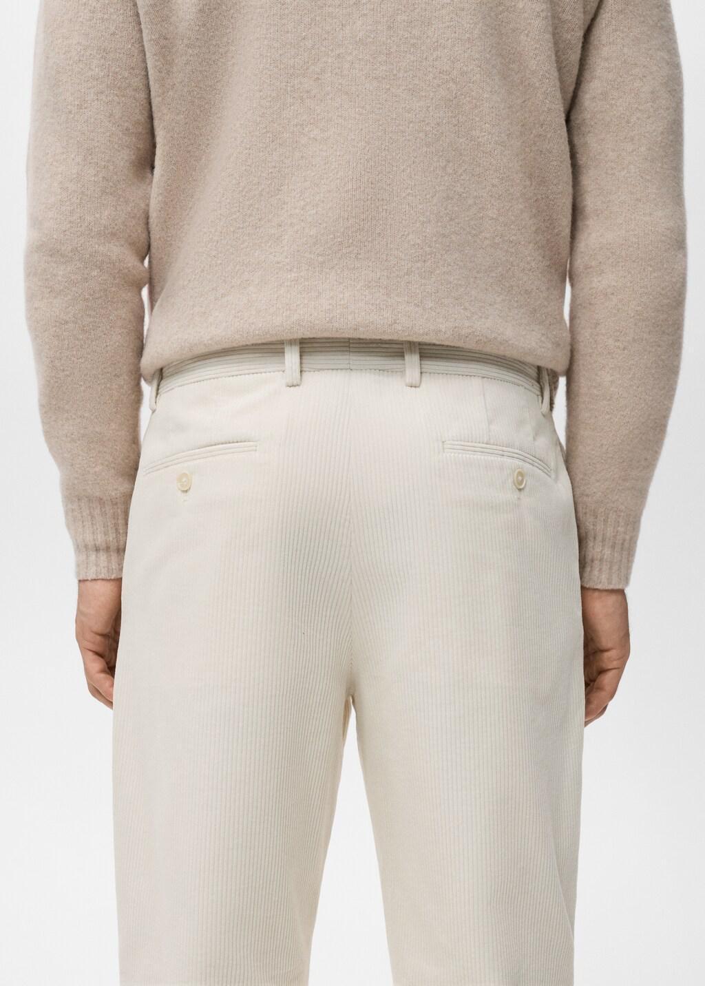 White Corduroy Regular-Fit Trousers, 0201_02, large image number 5