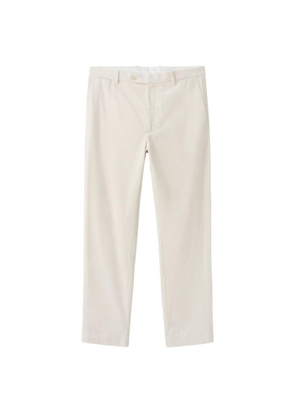 White Corduroy Regular-Fit Trousers, Natural White, large image number 6
