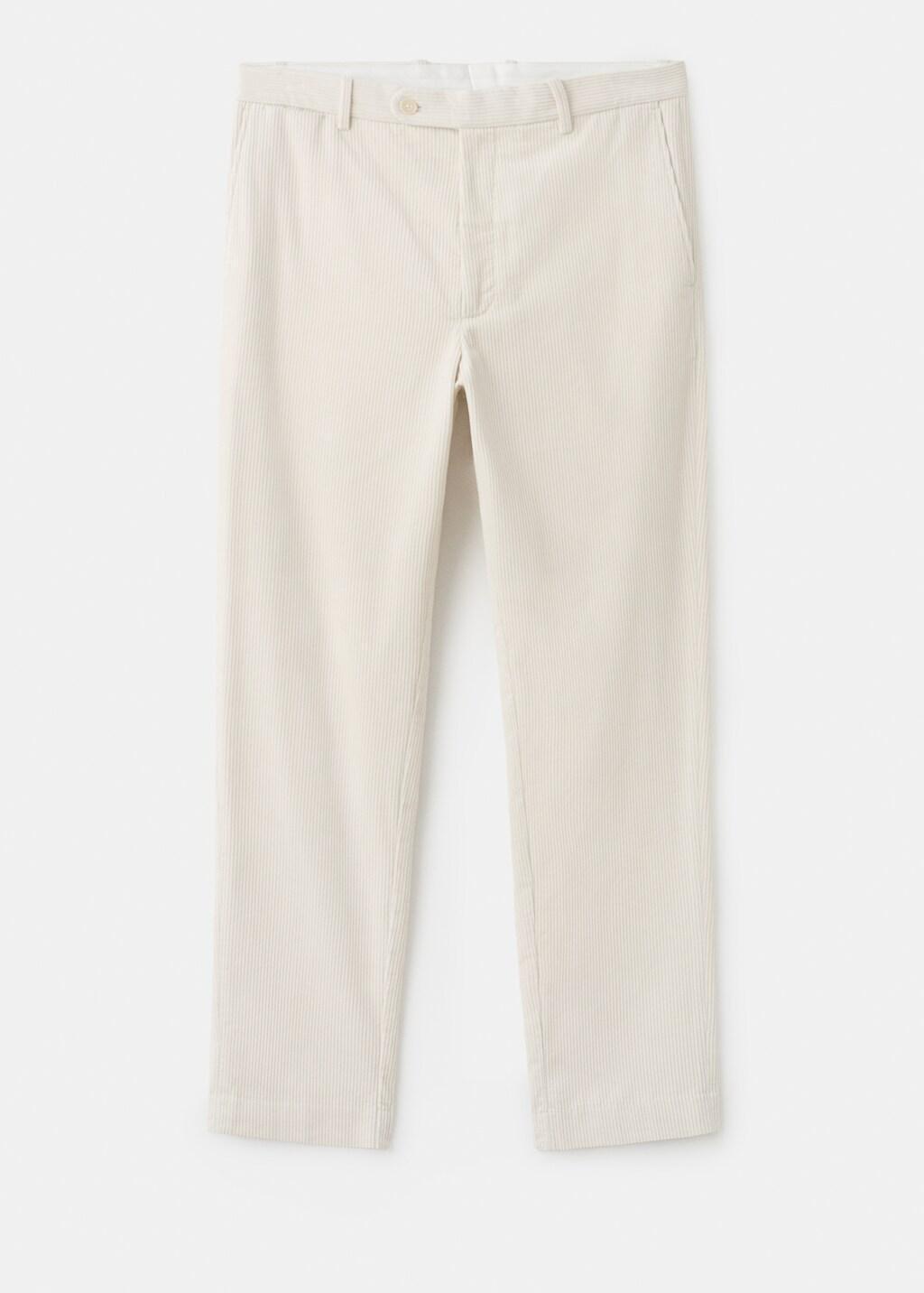 White Corduroy Regular-Fit Trousers, Natural White, large image number 7