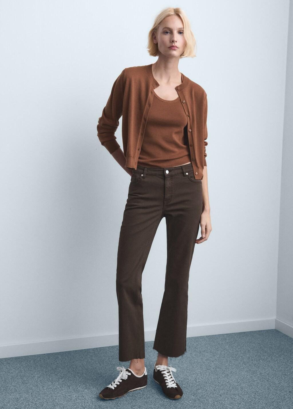 Brown Sienna Flared Cropped Jeans, Dark Brown, large image number 0